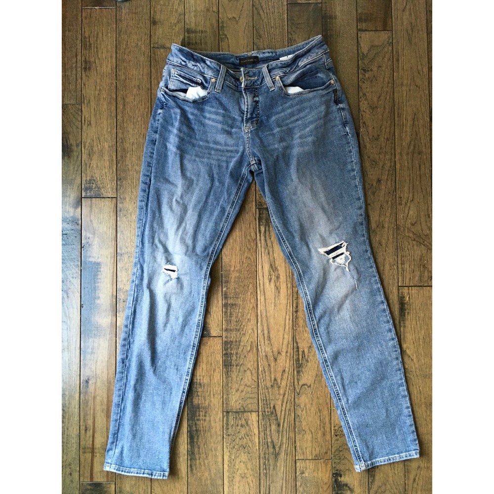 Silver Jeans Co Boyfriend Distressed Straight Leg Jeans Medium Wash W29 L29